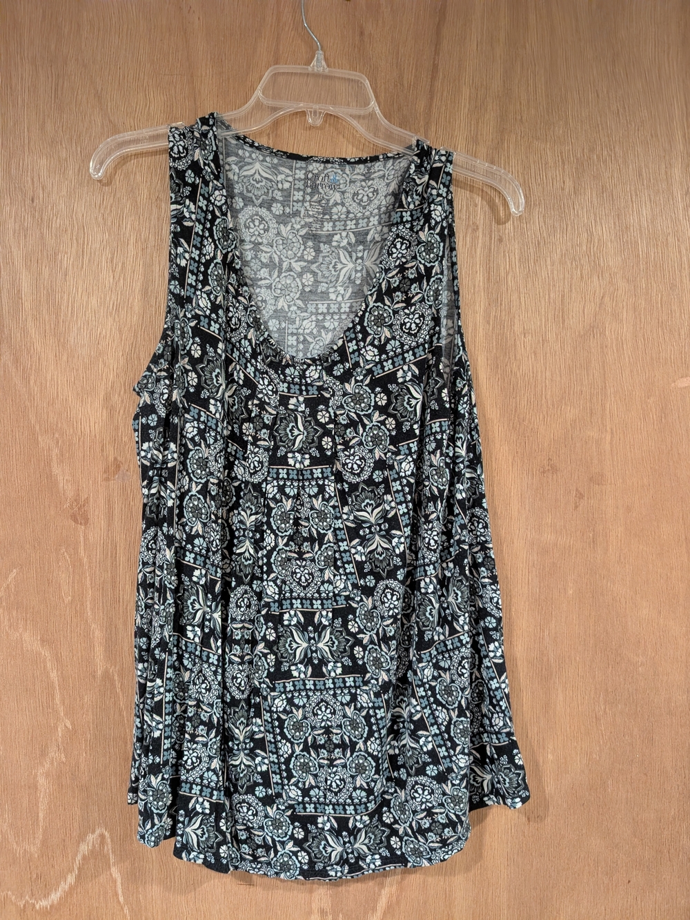 Women's Black & Light Grey Printed Tank Top